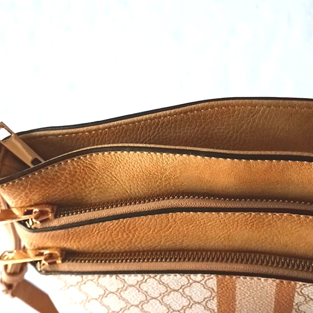 CUTE Crossbody Brown/Tan Gold Hardware Purse - Picture 7 of 16